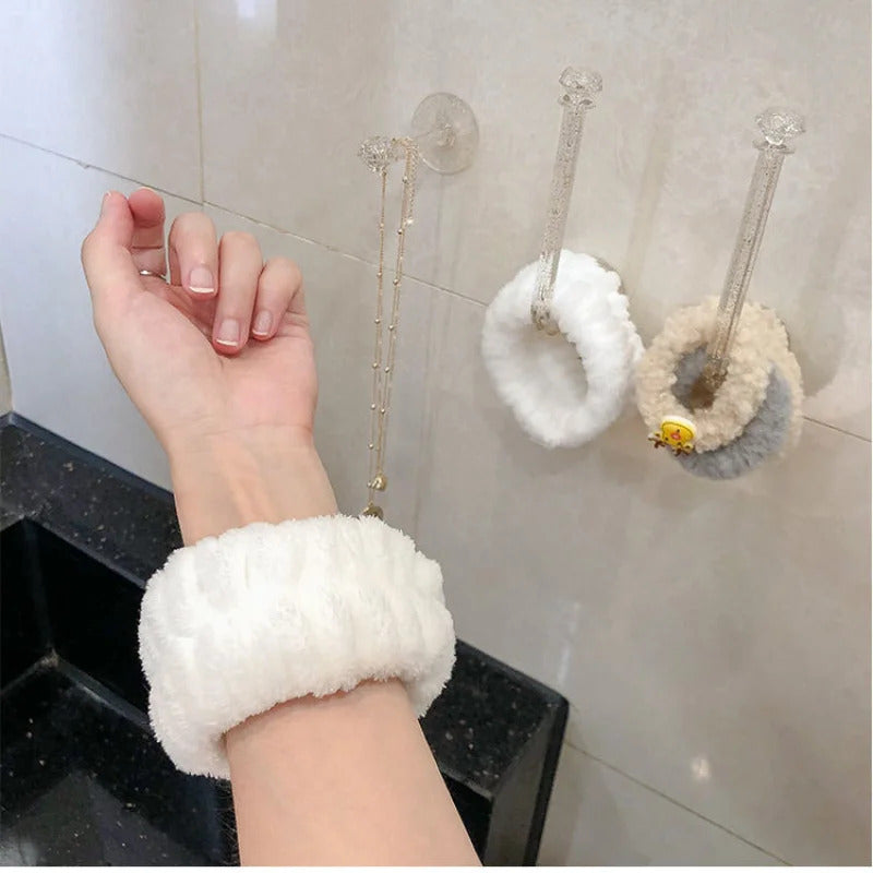 Fashion 2pcs One Pair Wash Face and Wrist Band Absorb Water Sweat Wiping Bracelet Hairband Moisture Proof Sleeve Wrist Guard