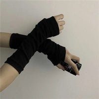 Knitted Woolen Arm Sleeve Fine Long Knitted Fingerless Gloves Warm Riding Soft Female Gloves Autumn Winter Women Arm Warmers