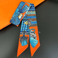 2024 Brand Design Zebra In Flowers Women Scarf Luxury Silk Scarf Fashion Hair Headband Foulard Skinny Bag Scarves Neckerchief