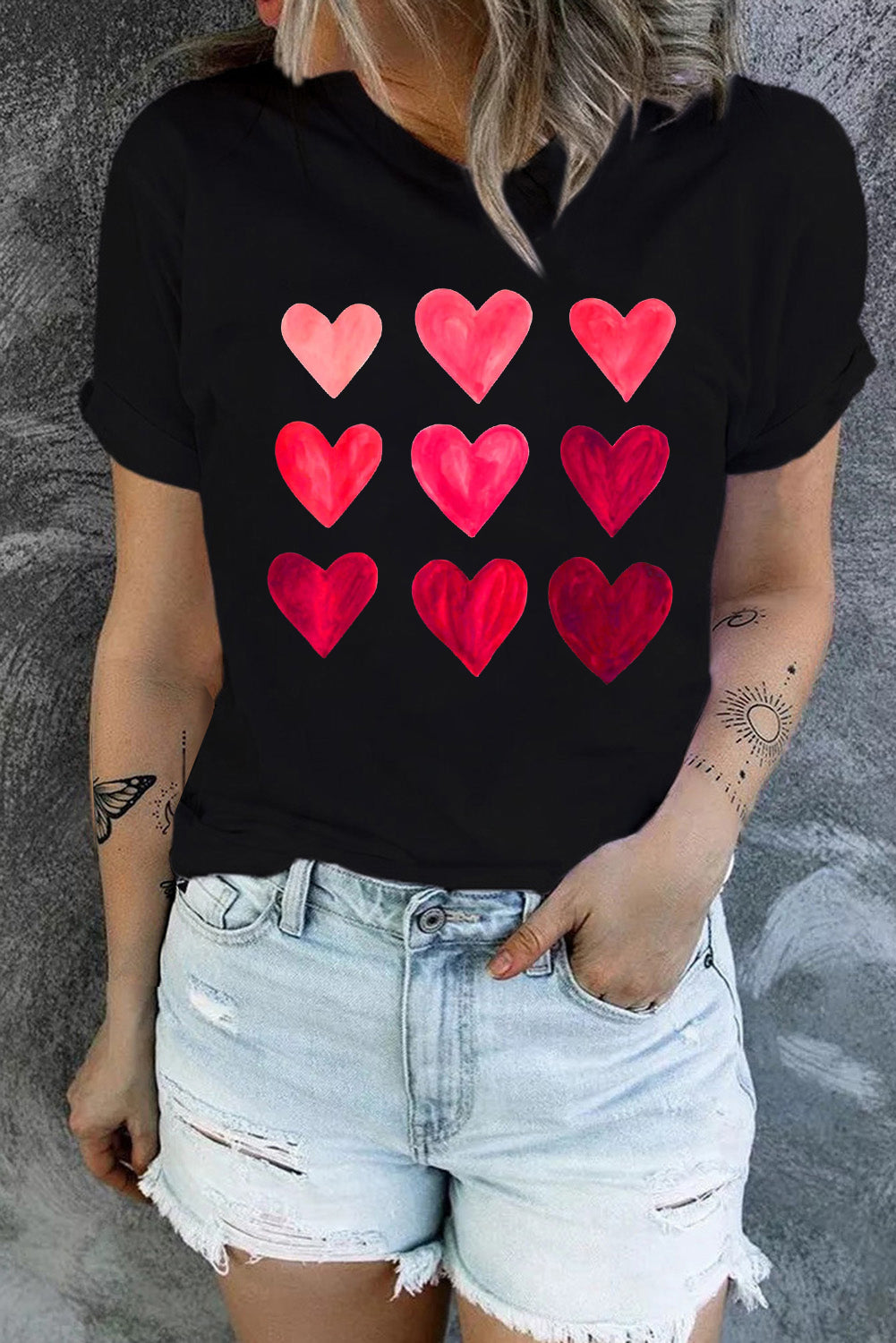 Black Valentine's Day Heart Graphic Tee