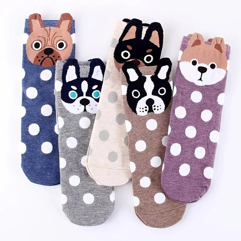 10/5/4/2 pairs of women's socks Cotton socks Cute women's socks Dog novelty animal socks Cartoon cotton casual socks Funny sock