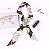 New Print Flower Small Scarf for Women Handle Bag Ribbons Brand Fashion Head Scarf Small Long Skinny Scarves Wholesale Headbands