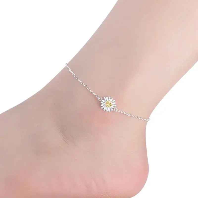 100% 925 Sterling Silver Snake Chain Pearls Anklets For Women Fashion Silver 925 Jewelry Wholesale DA387