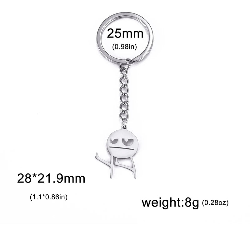 Skyrim Hip Hop Fxck You Funny Doodle Pendant Keychain Holder Stainless Steel Middle Finger Stickman Keyring Car Key Chains Gift