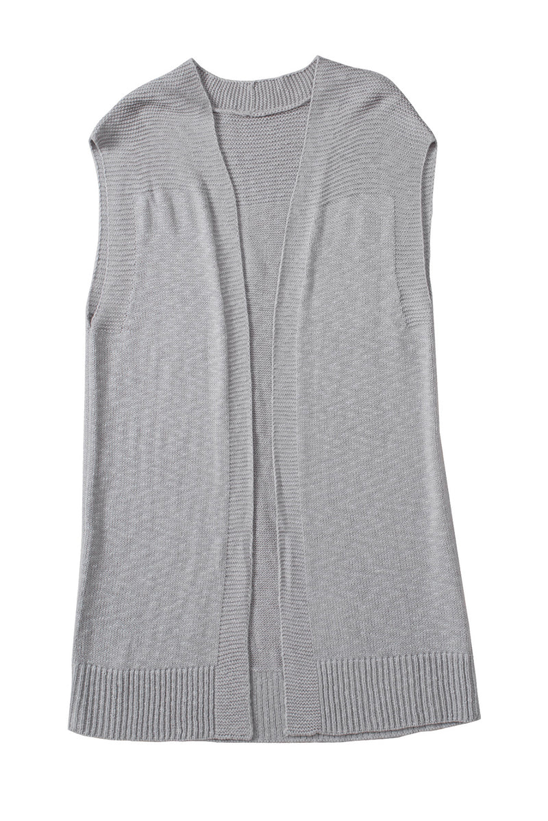 Gray Basic Vest Cardigan Sweater