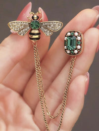 1 Piece Of Bee Crystal Tassel Women's Brooch Sweater With A Unique And Luxurious Design-zt3128