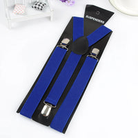 Solid Color Elastic Leather Suspenders Braces Men Women Black Blue Red Adjustable Straps For Wedding Suit Skirt Accessories Gift