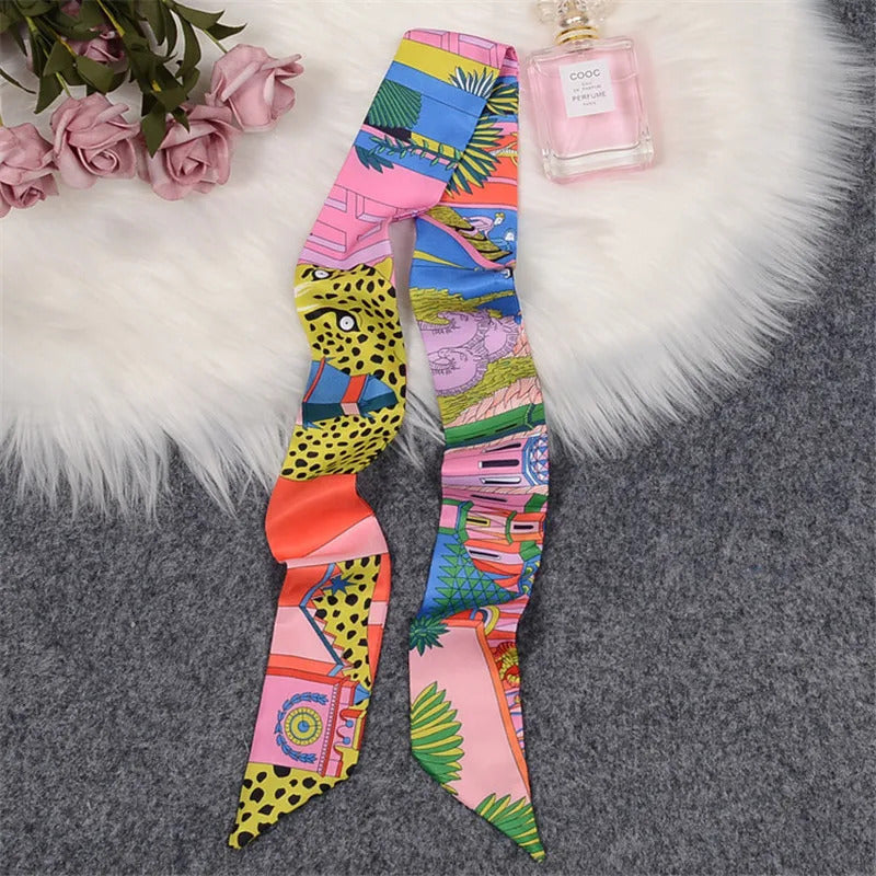 Horse Printing Bag Scarf 2024 New Small Skinny Silk Scarf Women Luxury Brand Foulard Women Tie Fashion Head Scarves For Ladies