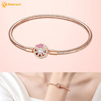 Danturn 925 Sterling Silver Bracelets Gold Heart, Butterfly Crown Women Bangles Luxury Jewelry Anniversary GIft DIY Fashions