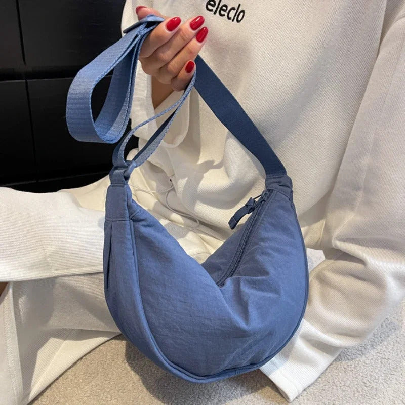 Casual Nylon Hobos Crossbody Bag for Women Shoulder Bag Woman Half Moon Chest Bags Tote Lady Travel Shopper Bag Female Purses