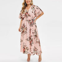 2024 Plus Size 3XL 4XL 5XL Women Dress Floral Chiffon Flower Dress Loose Bohemian Beach Summer Dresses Urban Gypsy Ropa Vestidos