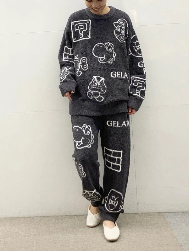 Japanese Style Winter Thick Cartoon Pajamas Home Wear Knitted Sweater like Room Wear Pijama