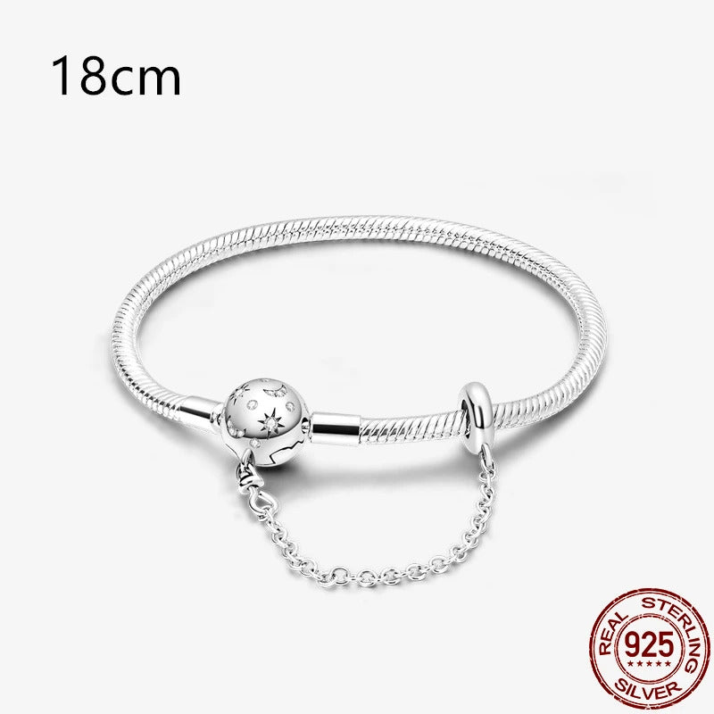 2024Hot Sale Heart Zircon Snake Chain Charm Beads Bracelet Women 925 Silver Original Pendant Bead DIY Jewelry Fine Festival Gift