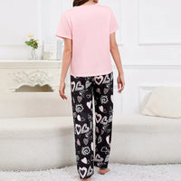 Women's Short Sleeve Crew Neck Top With Shorts And Pants 3 Piece Loungewear Sleepwear Lounge Sets Nighty Print Casual Pajama Set