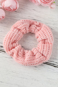 Light Pink Knitted Large Scrunchy Hair Tie