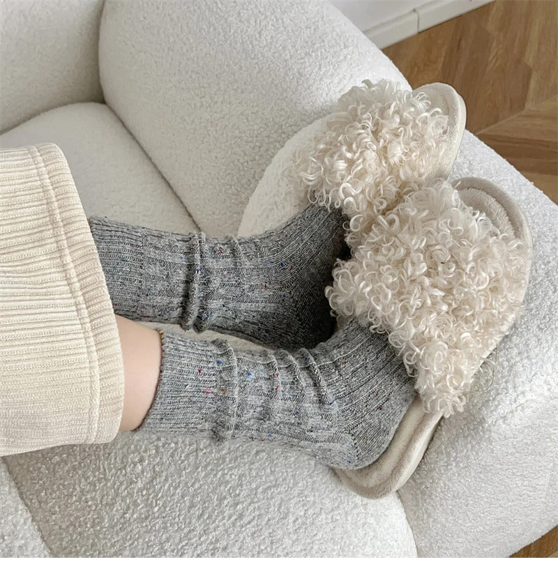 Women's Socks Winter New Novelty Fashion Japanese Style Casual Crew Socks Warm Striped Autumn Simple Wool Socks For Girls Trendy