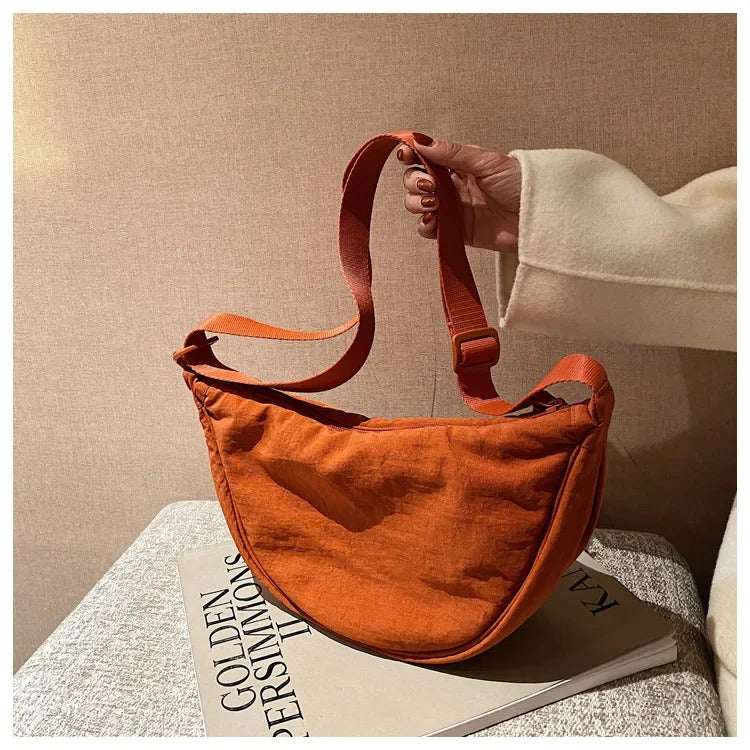 Casual Nylon Hobos Crossbody Bag for Women Shoulder Bag Woman Half Moon Chest Bags Tote Lady Travel Shopper Bag Female Purses