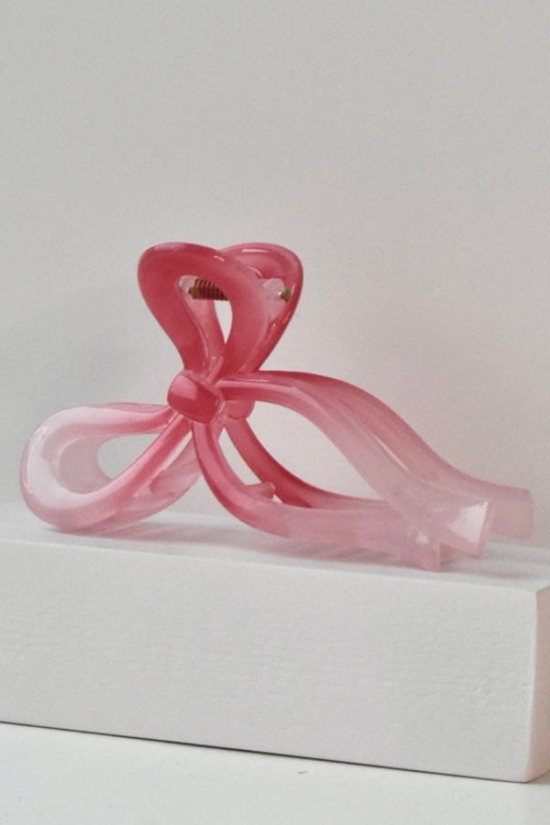 Pink Long Tail Bow Knot Shape Claw Clip