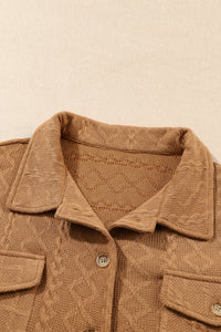 Camel Cable Knit Flap Pocket Shacket