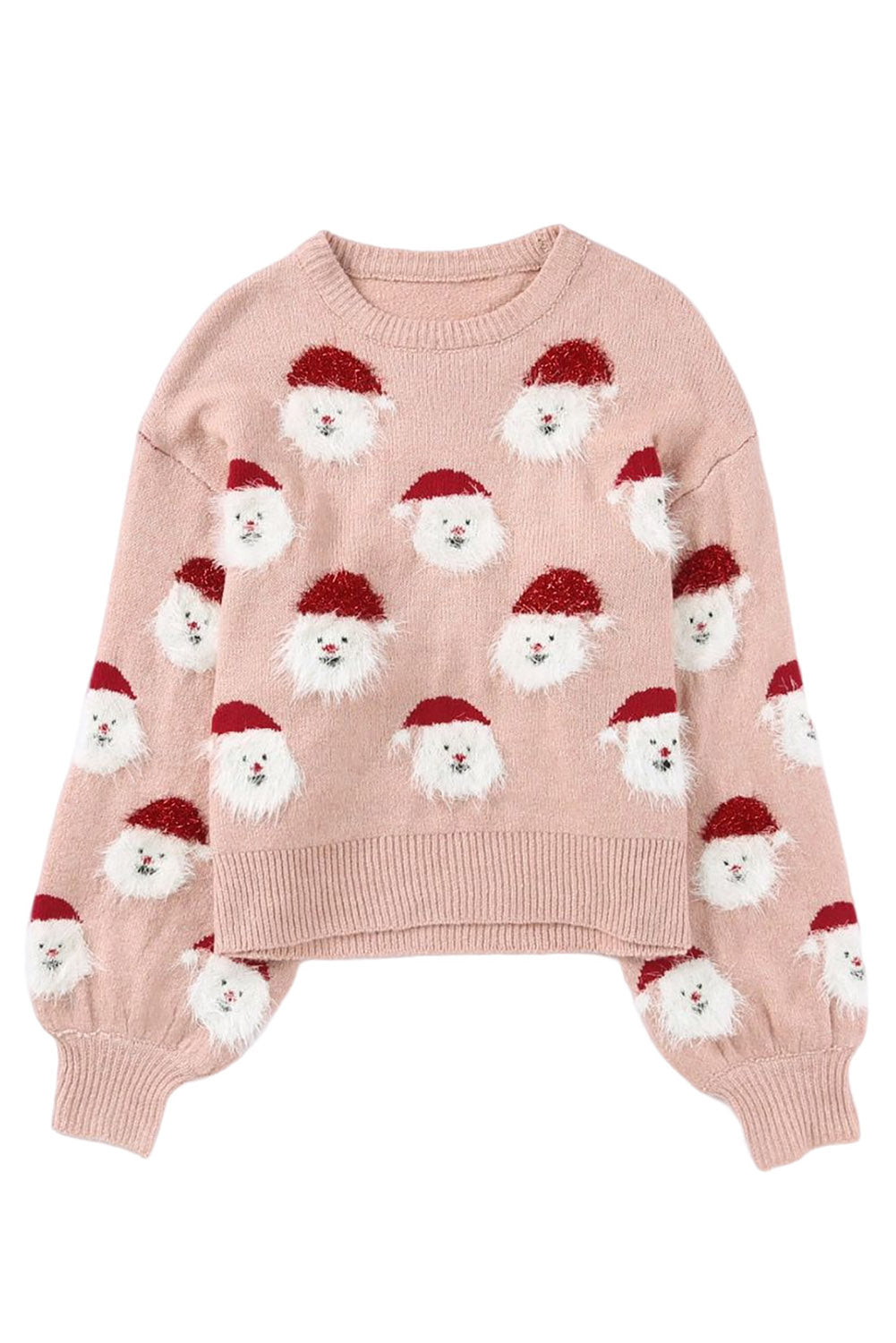 Pink Christmas Santa Claus Pullover Sweater