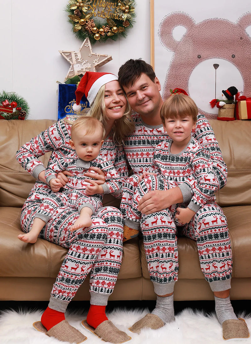 2024  Christmas Family Pajamas Set Adult Kid Sleepwear 2PCS Family Pyjamas Sets Deer Tops +Pants Xmas Family Matching Clothes