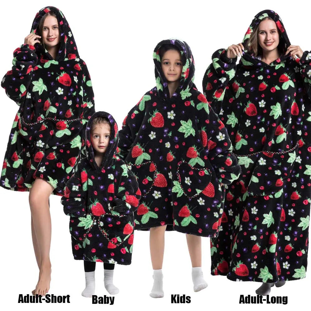 Winter Hoodies Sweatshirt Women Men Pullover Fleece Giant TV Oversized Blanket with Sleeves Adult Halloween Pumpkin Clothing