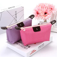 Fashion Striped Dumpling Makeup Bag Folding Wash Bags Bath Handbag Travel Purse