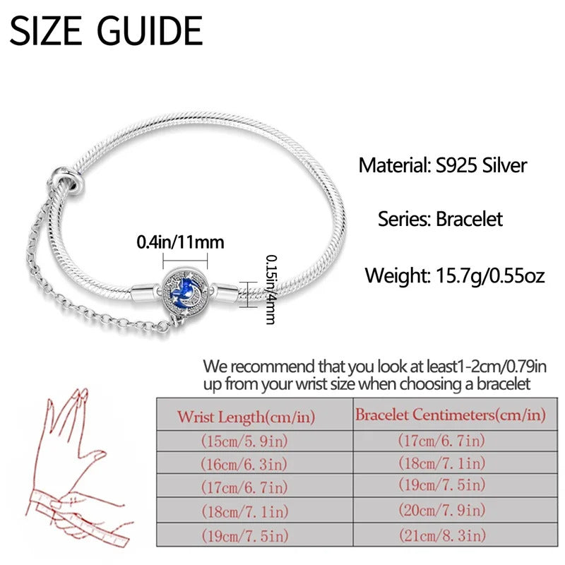 Original Bracelets 925 Silver 17-20CM Heart Safety 3mm Chain Snake Bone Bracelet Fit DIY Charms Bead Birthday Jewelry Gifts