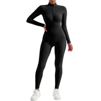 Long Sleeve Jumpsuit Women Solid Bodycon Summer Bodysuit Fashion Streetwear Zipper Outfits Romper Overalls Sportswear Women