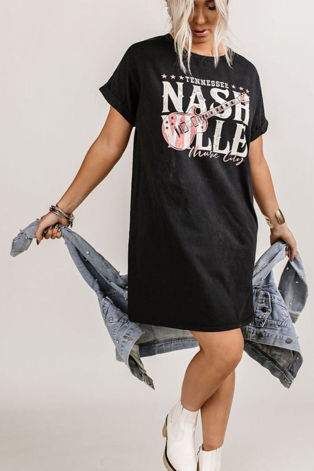 Udressshop Women's Nashville Music Festival Trending T-Shirt Dress