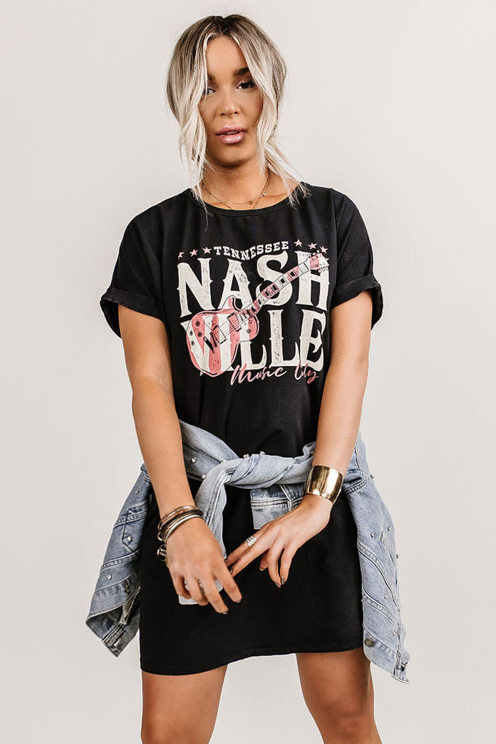 Udressshop Women's Nashville Music Festival Trending T-Shirt Dress