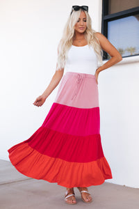 Udressshop Women's Frill Tiered Colorblock A-line Sundress