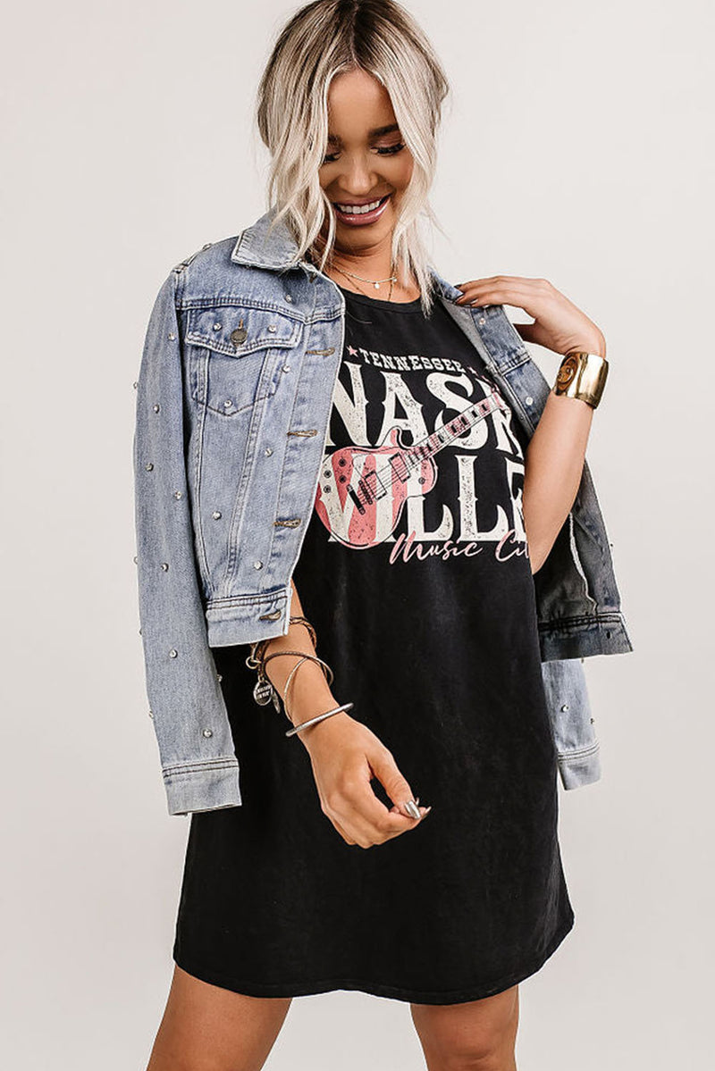 Udressshop Women's Nashville Music Festival Trending T-Shirt Dress