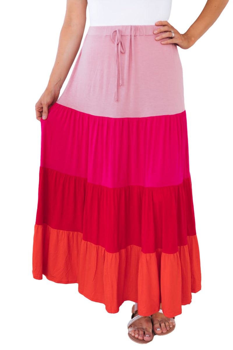 Udressshop Women's Frill Tiered Colorblock A-line Sundress