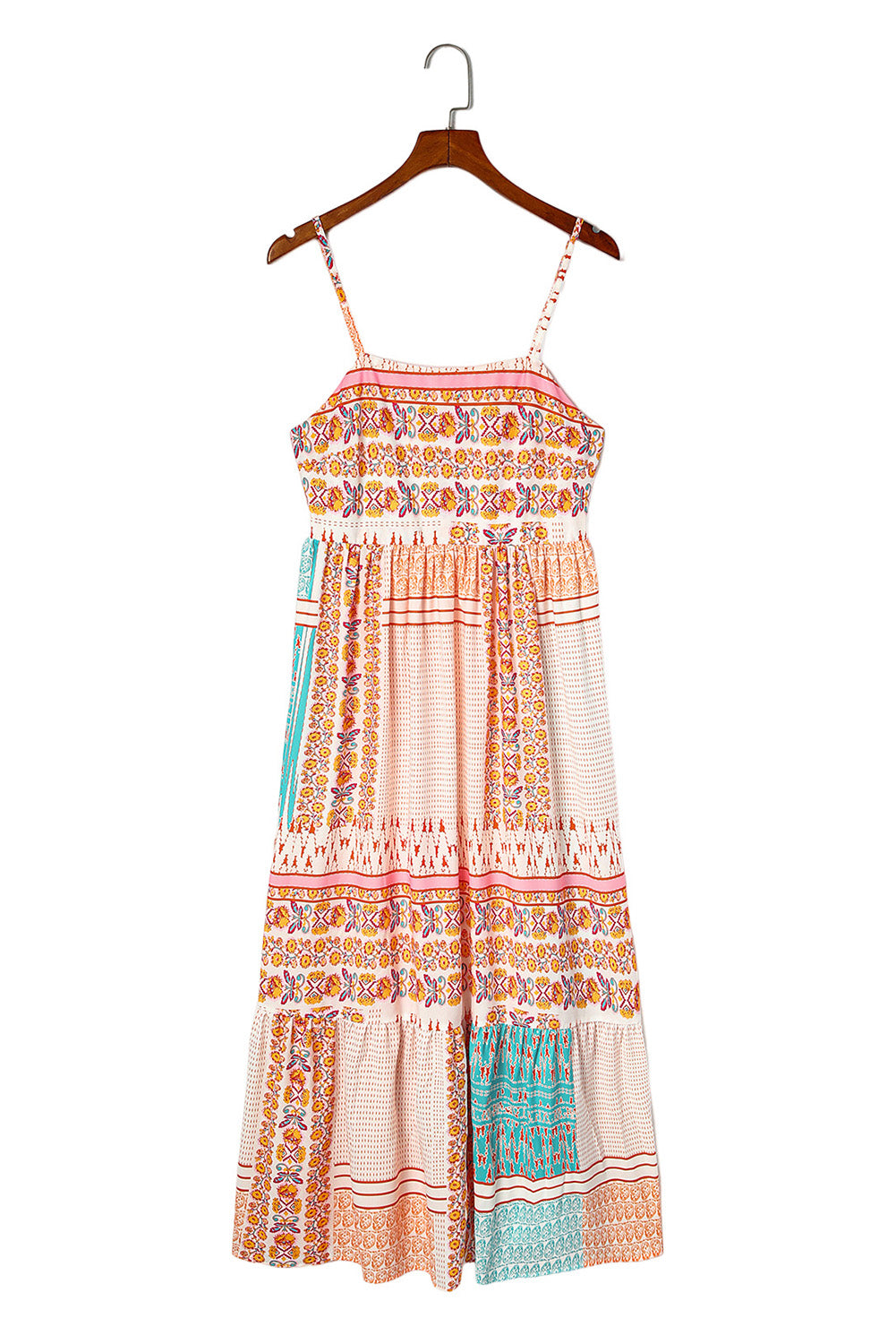 Udressshop Women's Boho Patchwork Print Square Neck Sundress