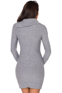 Udressshop Asymmetric Buttoned Collar Bodycon Winter Sweater Dress