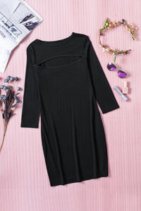 Udressshop Black Cut-out Long Sleeve Bodycon Mini Dress