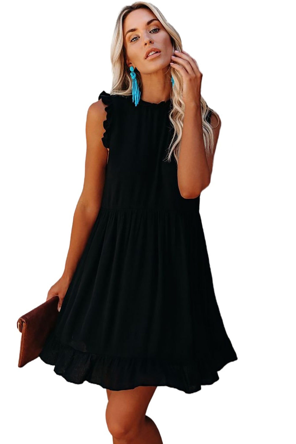 Udressshop Pocketed Ruffle Babydoll Mini Dress