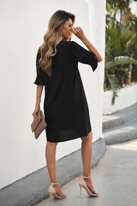 Udressshop Ruffled Sleeve Shift Mid Dress