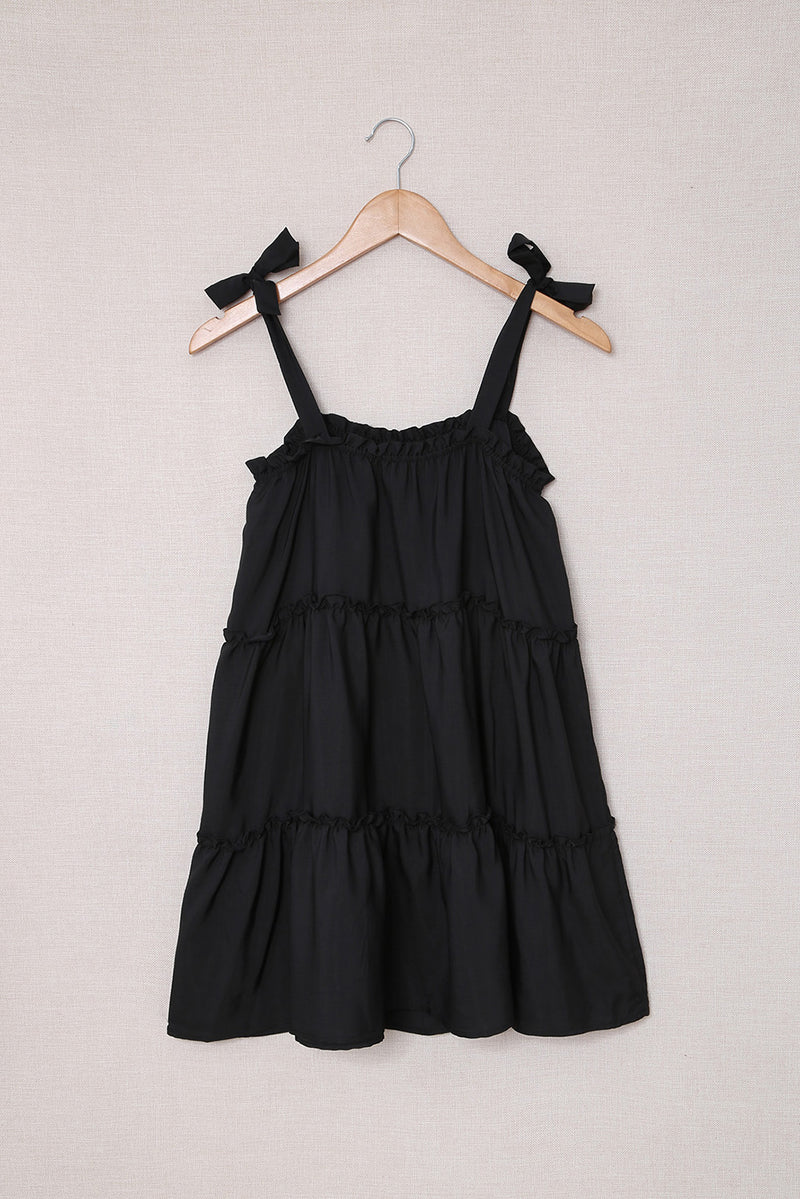 Udressshop Black Tiered Ruffle Babydoll Dress