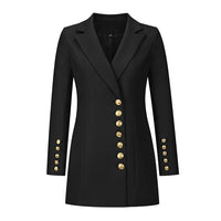 Women's Long Sleeve Single Breasted Neck Waist V-Neck Mini Suit Dress