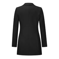 Women's Long Sleeve Single Breasted Neck Waist V-Neck Mini Suit Dress