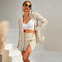 Celebrity Xiaoxiang Style Women's Suit Mini Dress Houndstooth Two-Piece Suit