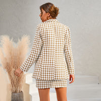 Celebrity Xiaoxiang Style Women's Suit Mini Dress Houndstooth Two-Piece Suit