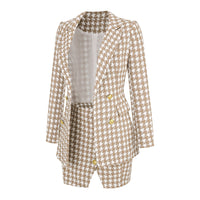 Celebrity Xiaoxiang Style Women's Suit Mini Dress Houndstooth Two-Piece Suit