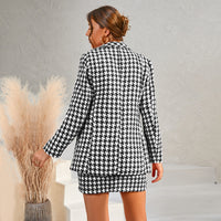 Celebrity Xiaoxiang Style Women's Suit Mini Dress Houndstooth Two-Piece Suit