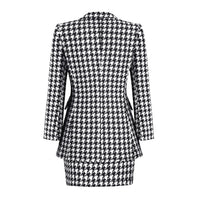 Celebrity Xiaoxiang Style Women's Suit Mini Dress Houndstooth Two-Piece Suit