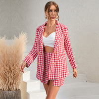 Celebrity Xiaoxiang Style Women's Suit Mini Dress Houndstooth Two-Piece Suit