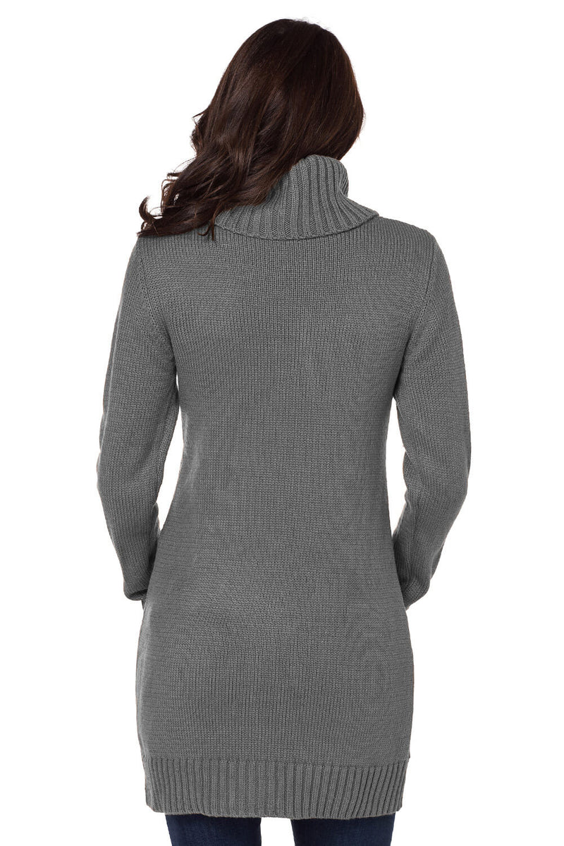 Udressshop Cowl Neck Cable Knit Winter Sweater Dress