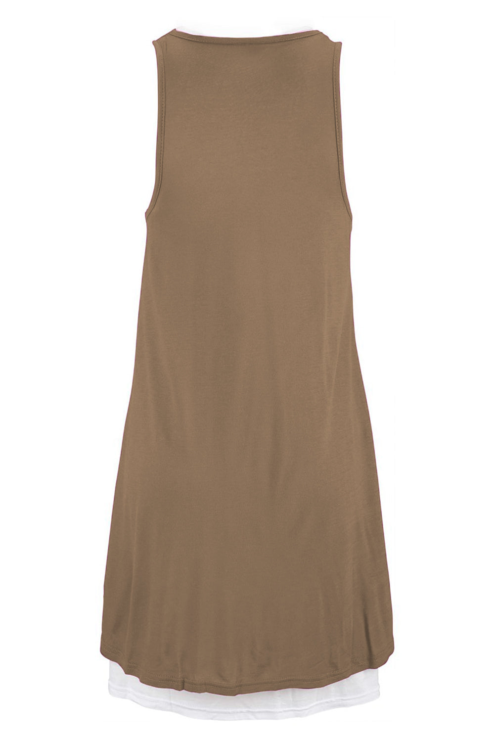 Udressshop Brown Side Pockets Sleeveless Beach Dress